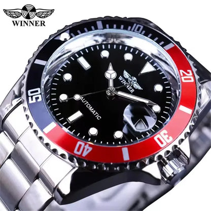 ⌚ WINNER 002 Automatic Mechanical Men’s Watch – Luminous Date Luxury Style ✨
