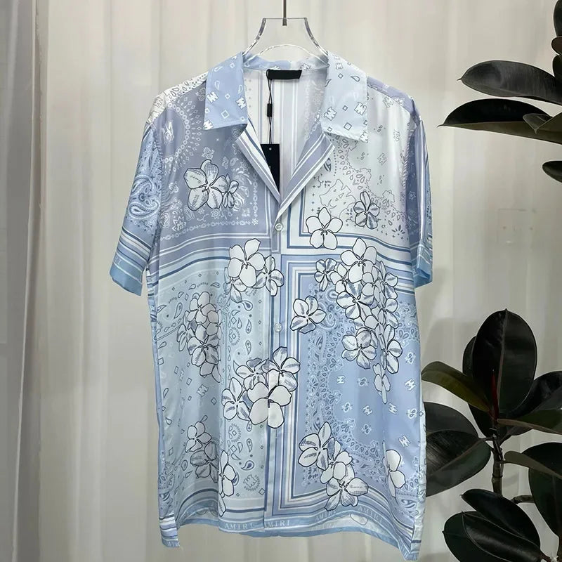 Premium Light Luxury Printed Shirt – Casual Short Sleeve