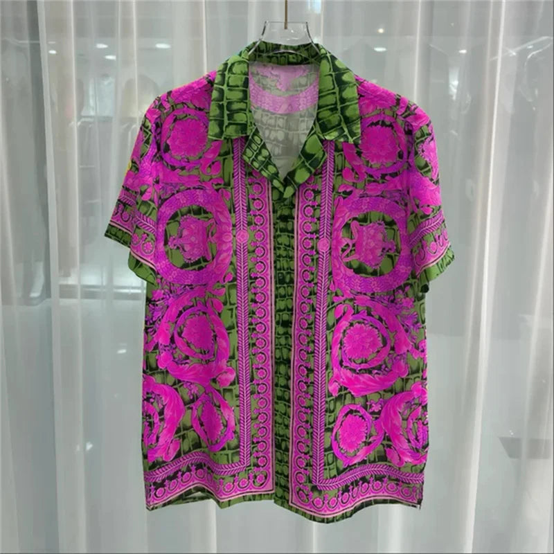 Premium Light Luxury Printed Shirt – Casual Short Sleeve