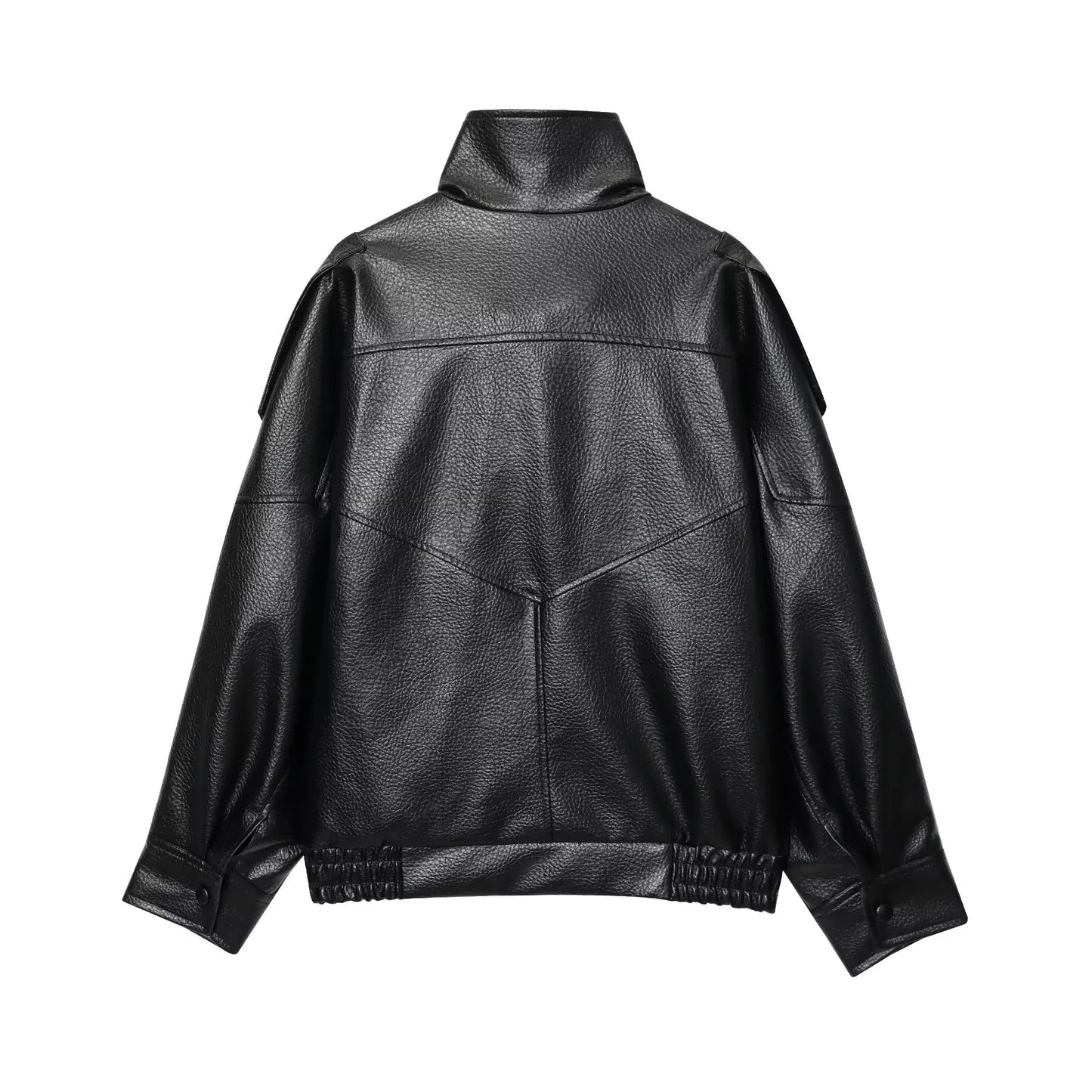 🖤 Faux Leather Zipper Jacket – Street Office Chic