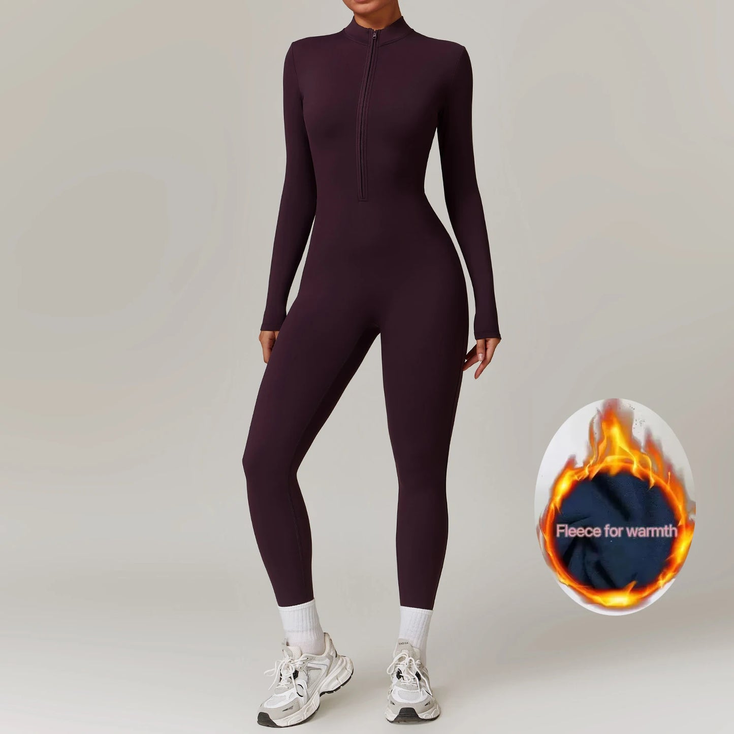 🧘‍♀️ Women’s Winter Yoga Jumpsuit – Long Sleeve High-Elastic Bodysuit