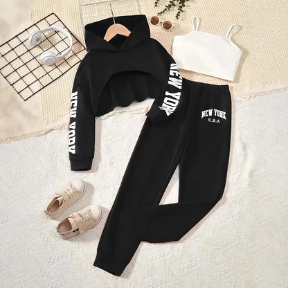Girls 3-Piece Hooded Sports Suit Set