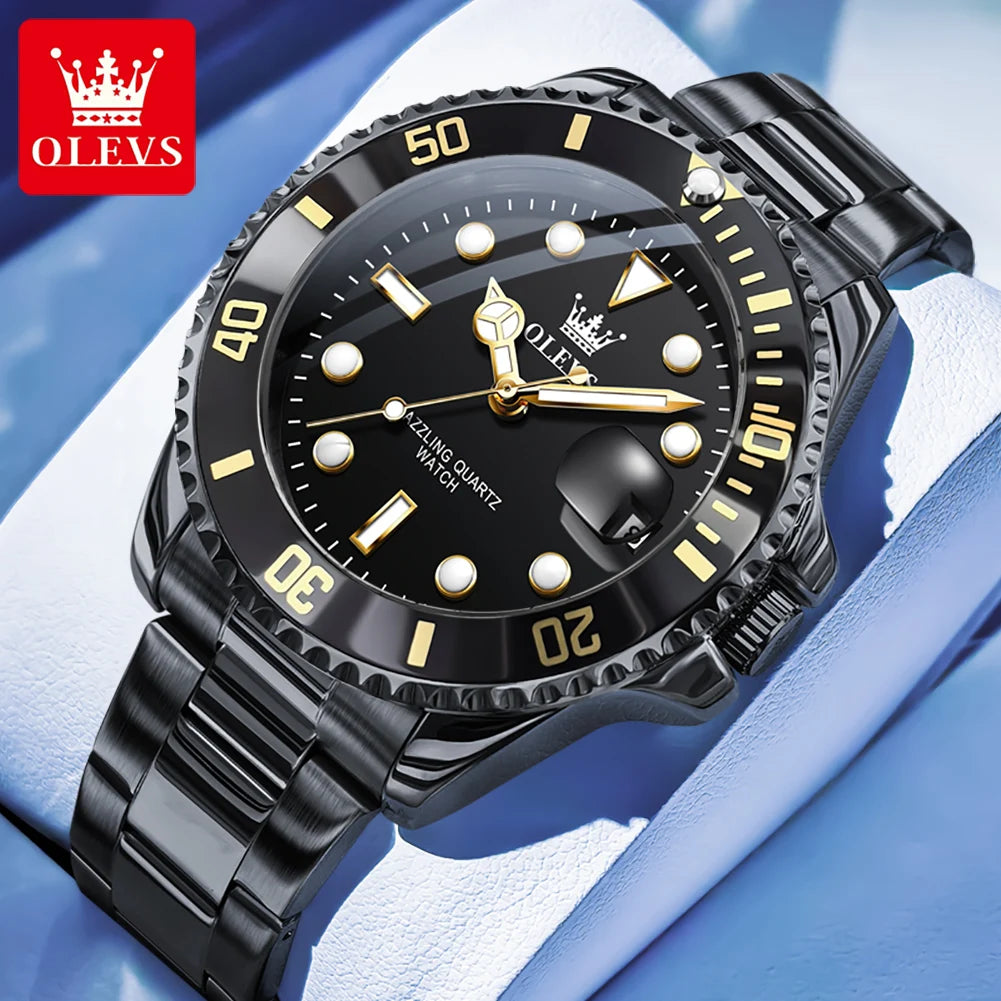 Luxury Stainless Steel Men’s Watch – Quartz Waterproof Wristwatch