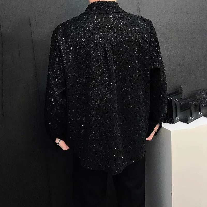 Premium Starry Sky Shine Shirt for Men – Party Wear Full Sleeve