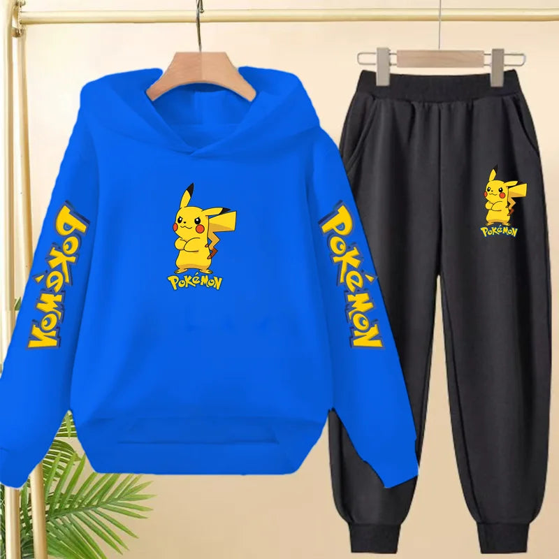 Kids Velvet Hooded Outfit Set – Warm Printed Jacket & Pants