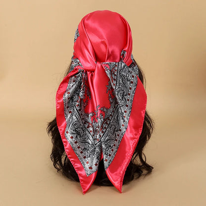 Premium 90x90 Paisley Fashion Scarf | Women Headband | GLOMEXIA