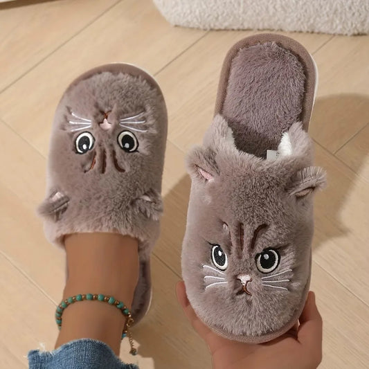Plush Cat Winter Slippers 🐾❄️