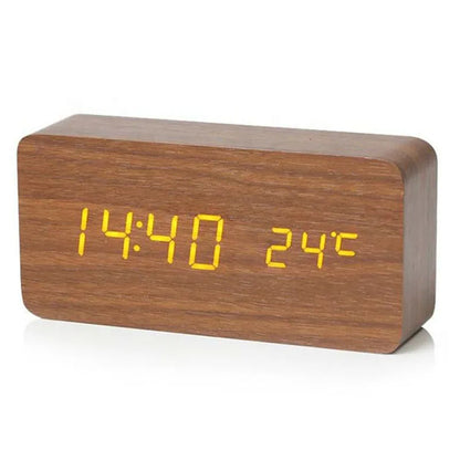 Glomexia Wooden LED Alarm Clock 🌿