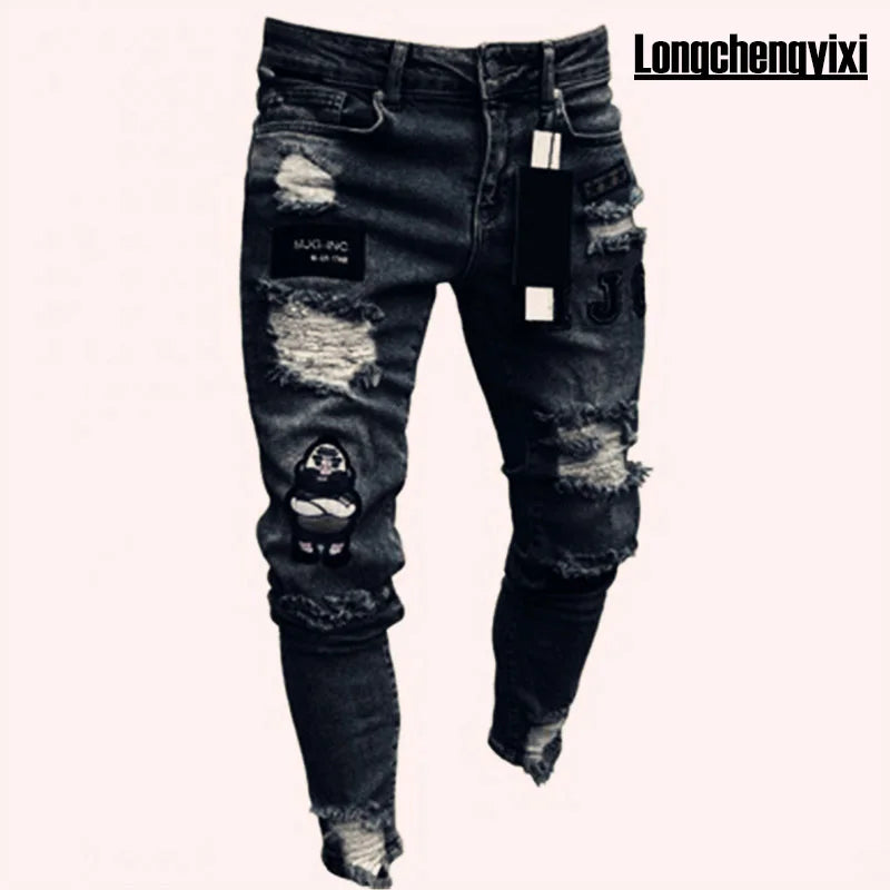 🔥 Men’s Pencil Fit Jeans – Low Waist Casual Denim Pants