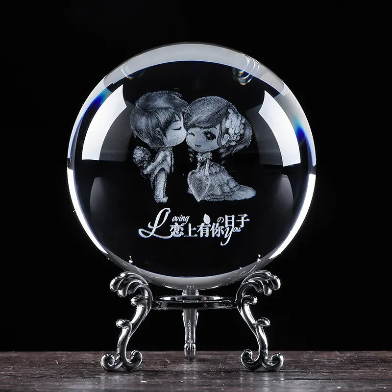 3D Solar System Crystal Ball with Stand