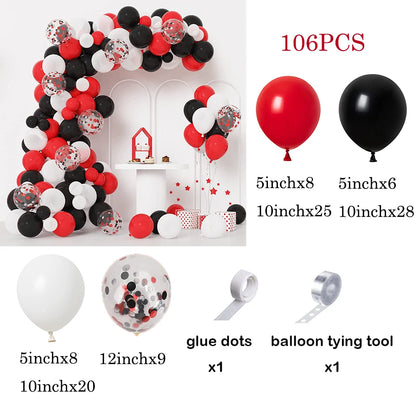110pcs Red Black Balloon Arch Garland Kit – Party Decoration Set