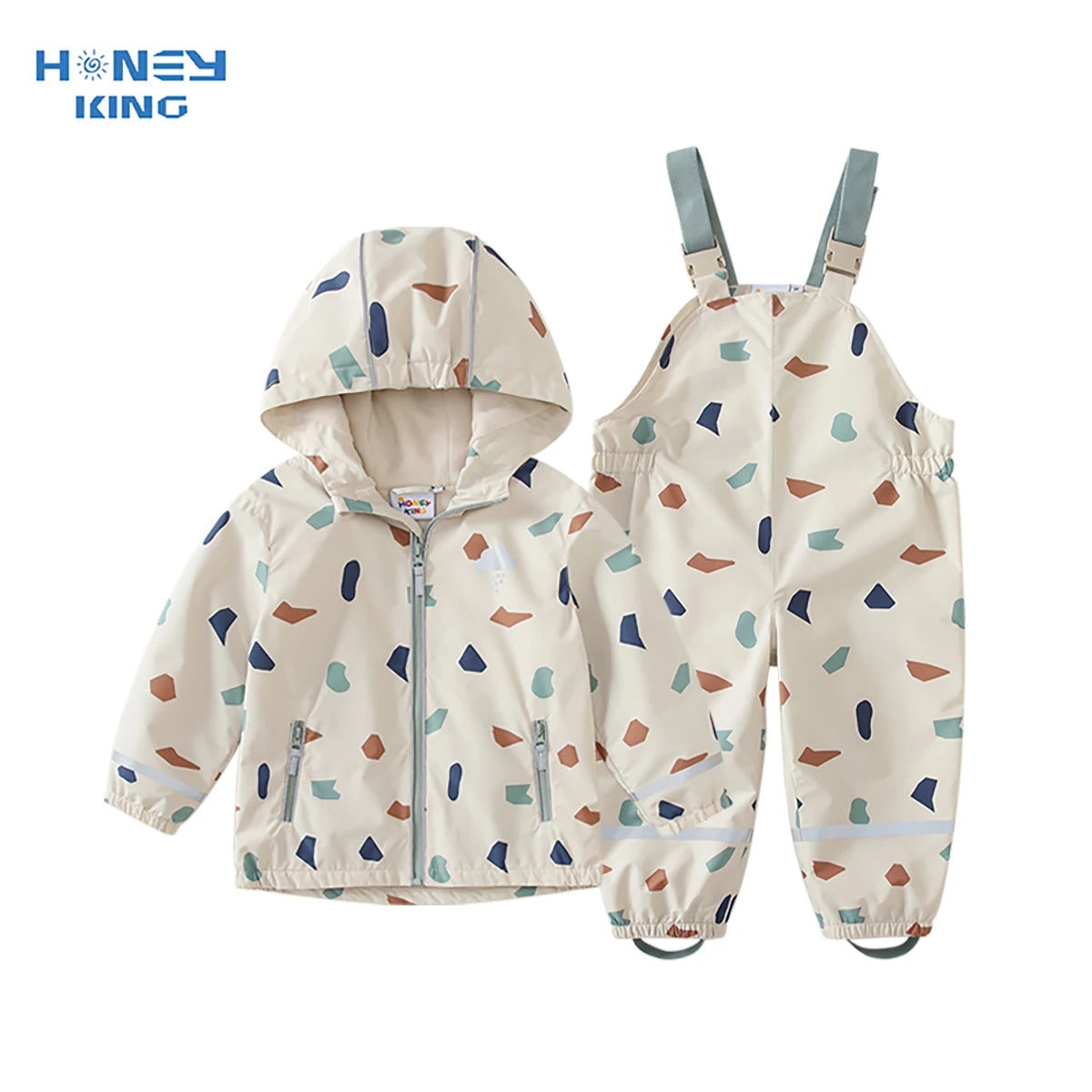 Kids Waterproof Raincoat Overalls Set