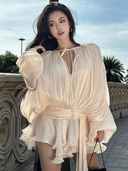Glomexia Women’s V-Neck Mini Dress – A-Line Sweet Style