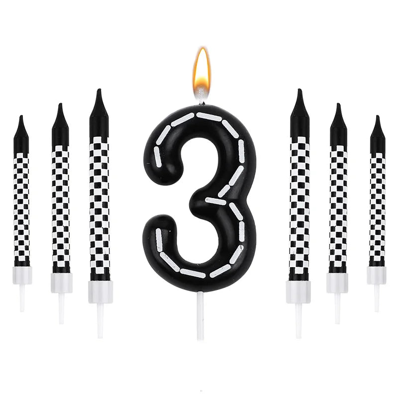 7pcs Racing Cars Birthday Number Candle Set – Cake Topper Decoration