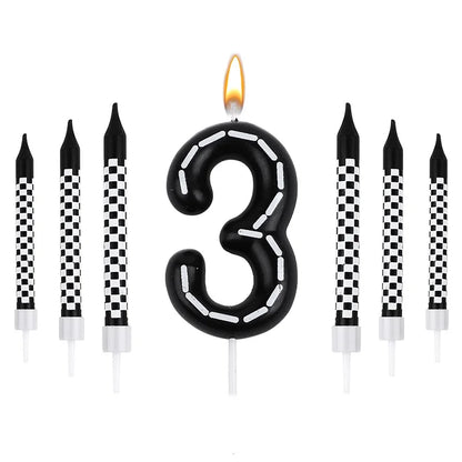 7pcs Racing Cars Birthday Number Candle Set – Cake Topper Decoration