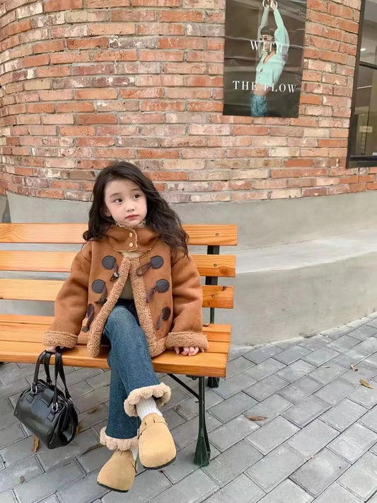 Girls Fleece Flared Jeans – Winter Warm Pants