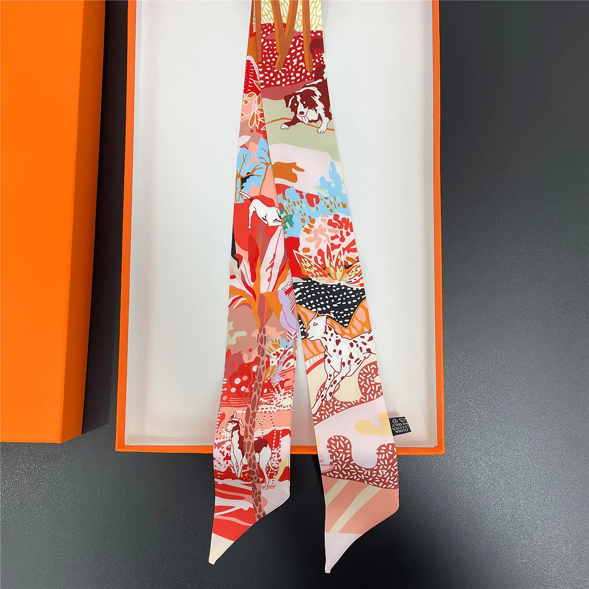 🧣 Glomexia Printed Silk Hair Scarf – Elegant Slim Fashion Wrap ✨