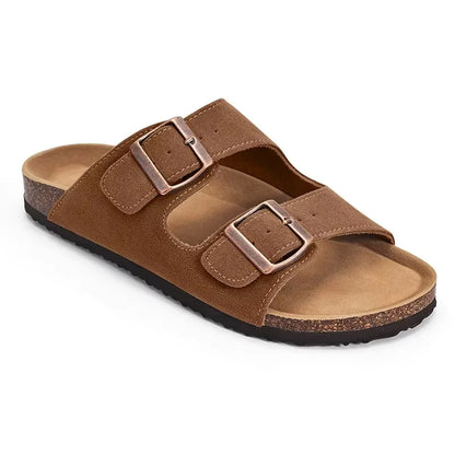 Women Suede Cork Mules 👡 | Arch Support Buckle Clogs