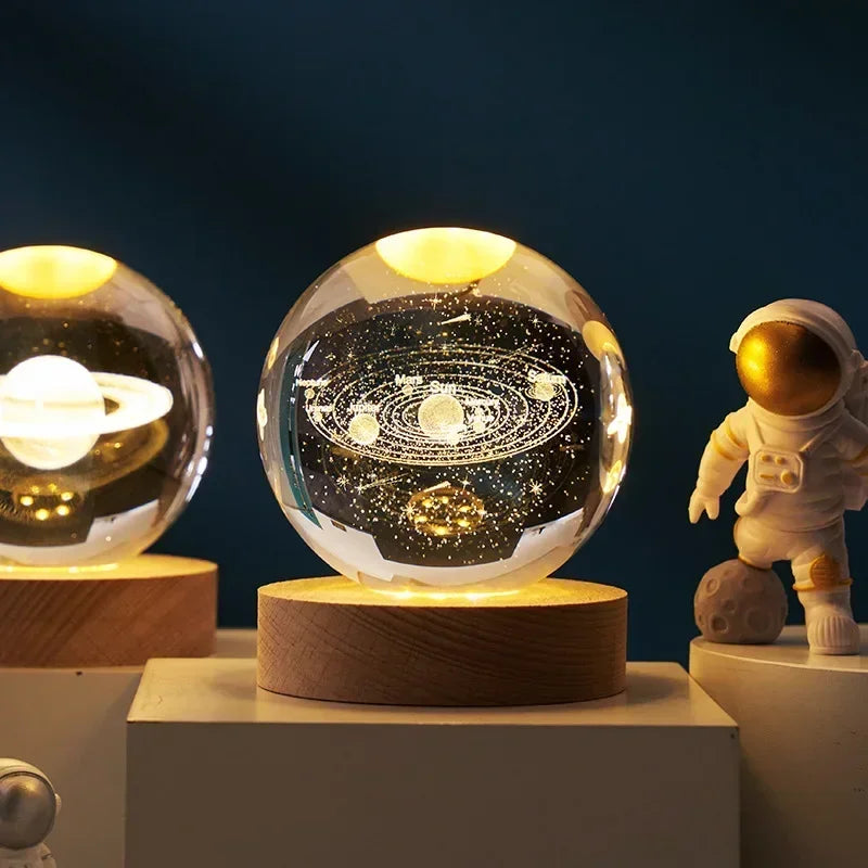 Aesthetic Moon Crystal Sphere Galaxy Night Lamp
