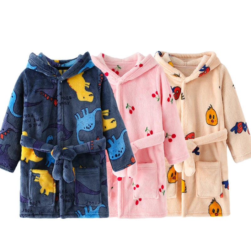 Premium Kids Flannel Hooded Pajama Robe (2–8Y)