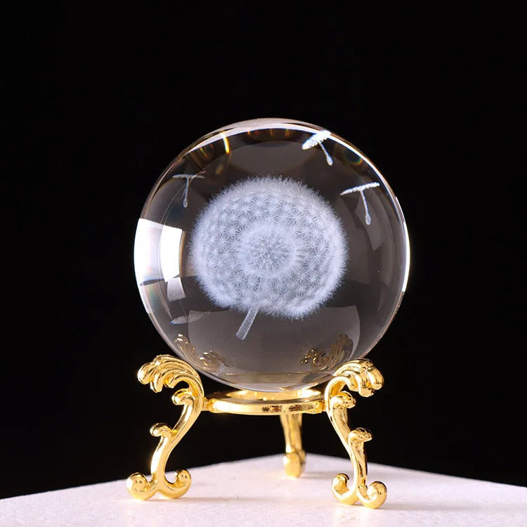 3D Solar System Crystal Ball with Stand