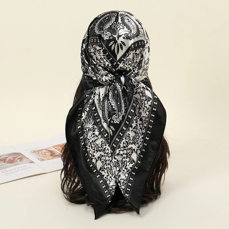 Premium 90x90 Paisley Fashion Scarf | Women Headband | GLOMEXIA