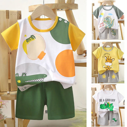 Glomexia Kids Cartoon Cotton Set – Summer T-Shirt & Shorts