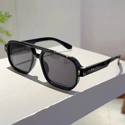 Vintage Square Sunglasses – Double Bridge UV400 Eyewear