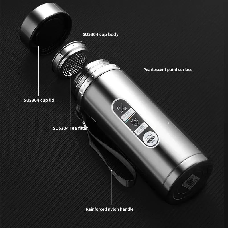 🌡️ Stainless Steel LED Temperature Thermos Bottle (500ML–1L) 💧✨