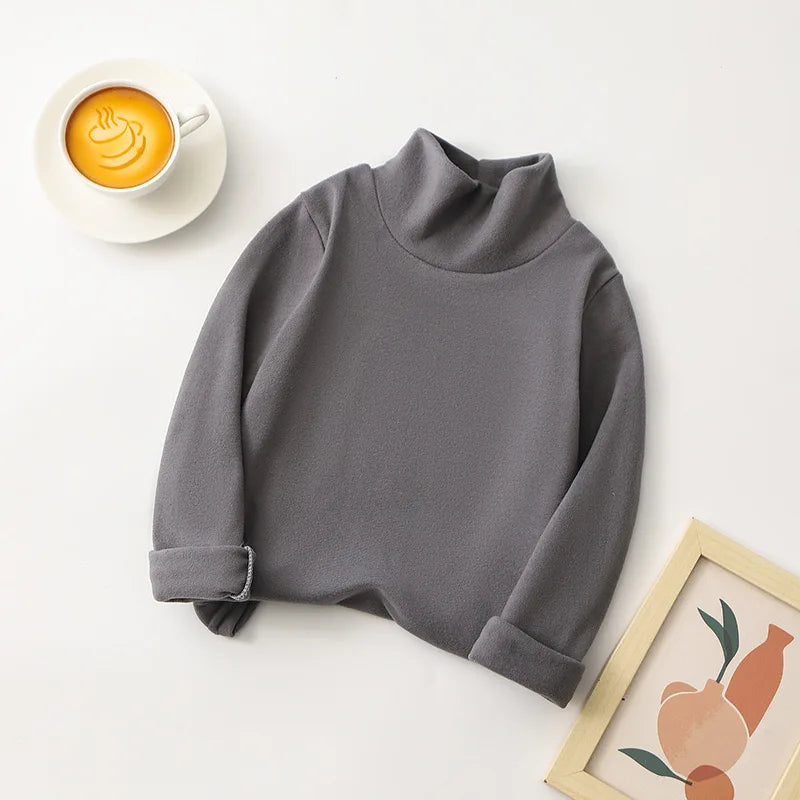 Glomexia Kids Cozy Cartoon Turtleneck Tee – Unisex Long Sleeve