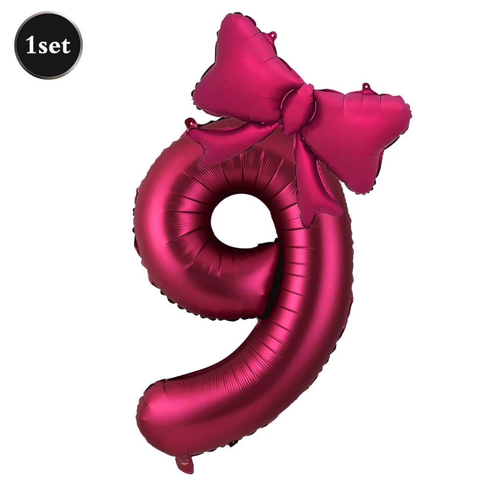 Large Bow Number Foil Birthday Balloon