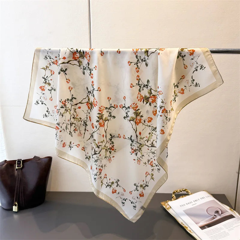 Women’s Luxury Floral Printed Silk Scarf