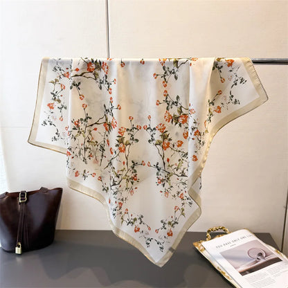 Women’s Luxury Floral Printed Silk Scarf