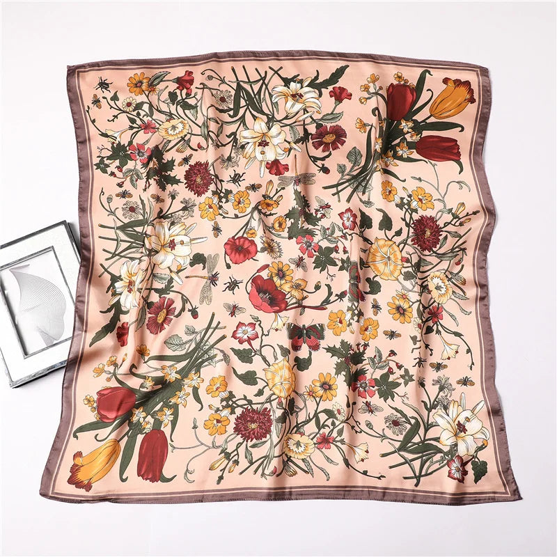Women’s Luxury Floral Printed Silk Scarf