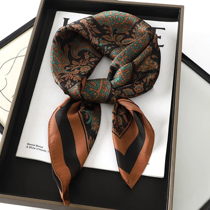 Women’s Luxury Cat Print Silk Square Scarf (70cm)