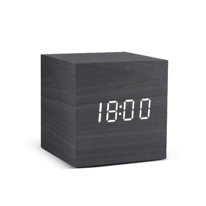 LED Wooden Digital Alarm Clock – Voice Control Table Clock
