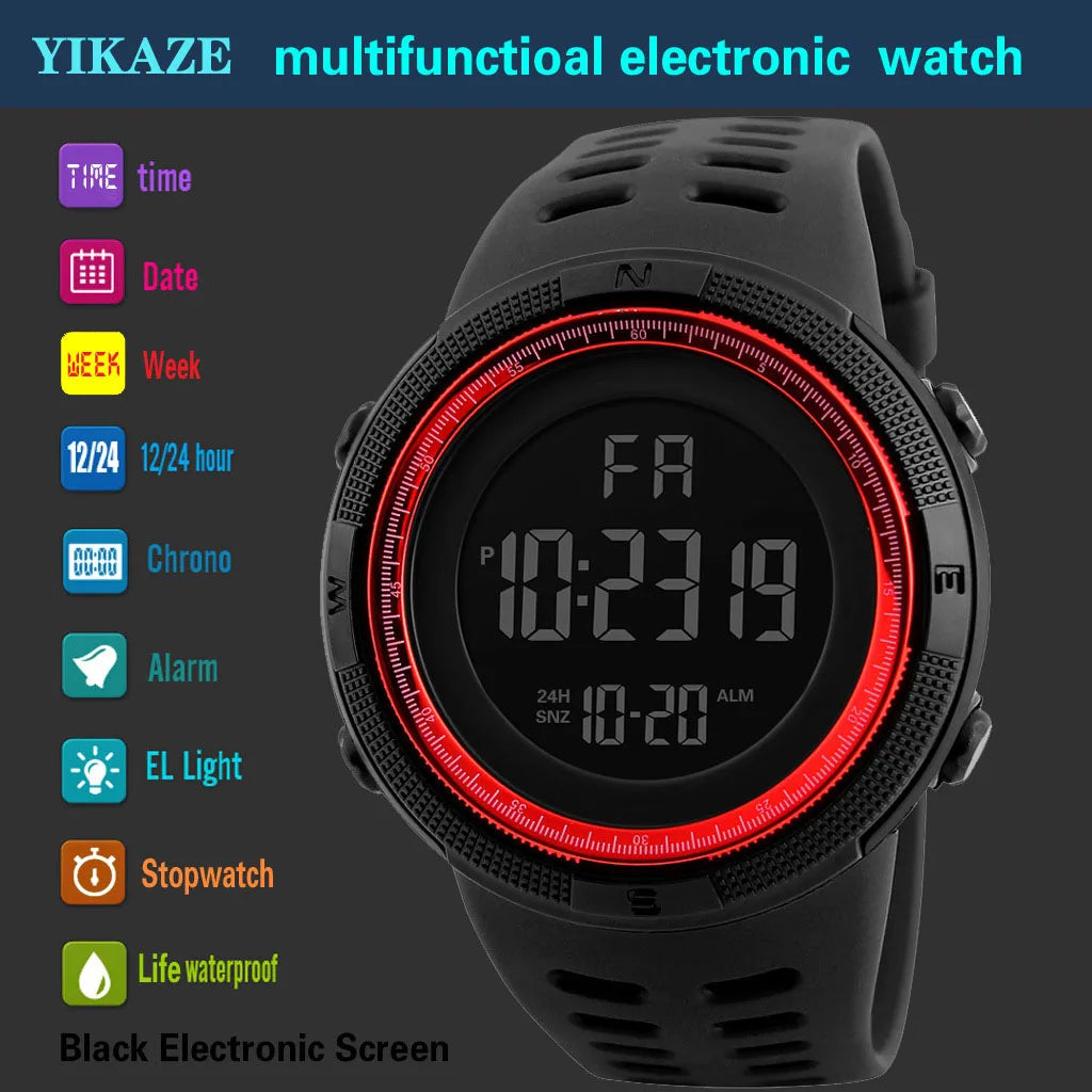 🌍 Glomexia – Men’s Military Style Digital Sports Watch with LED Display