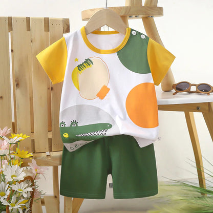 Glomexia Kids Cartoon Cotton Set – Summer T-Shirt & Shorts