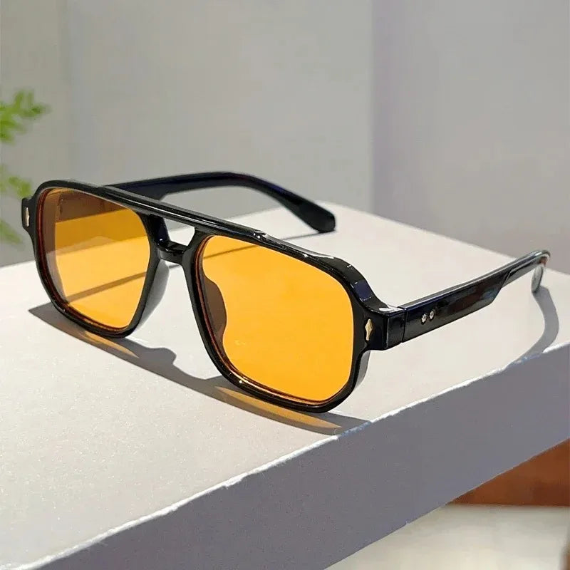 Vintage Square Sunglasses – Double Bridge UV400 Eyewear