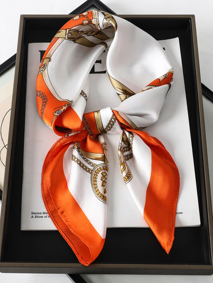 Women’s Luxury Cat Print Silk Square Scarf (70cm)