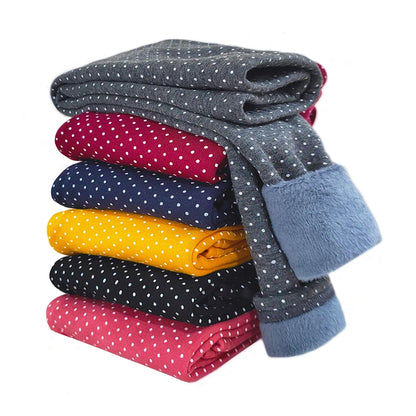 Girls Fleece Dot Print Winter Leggings