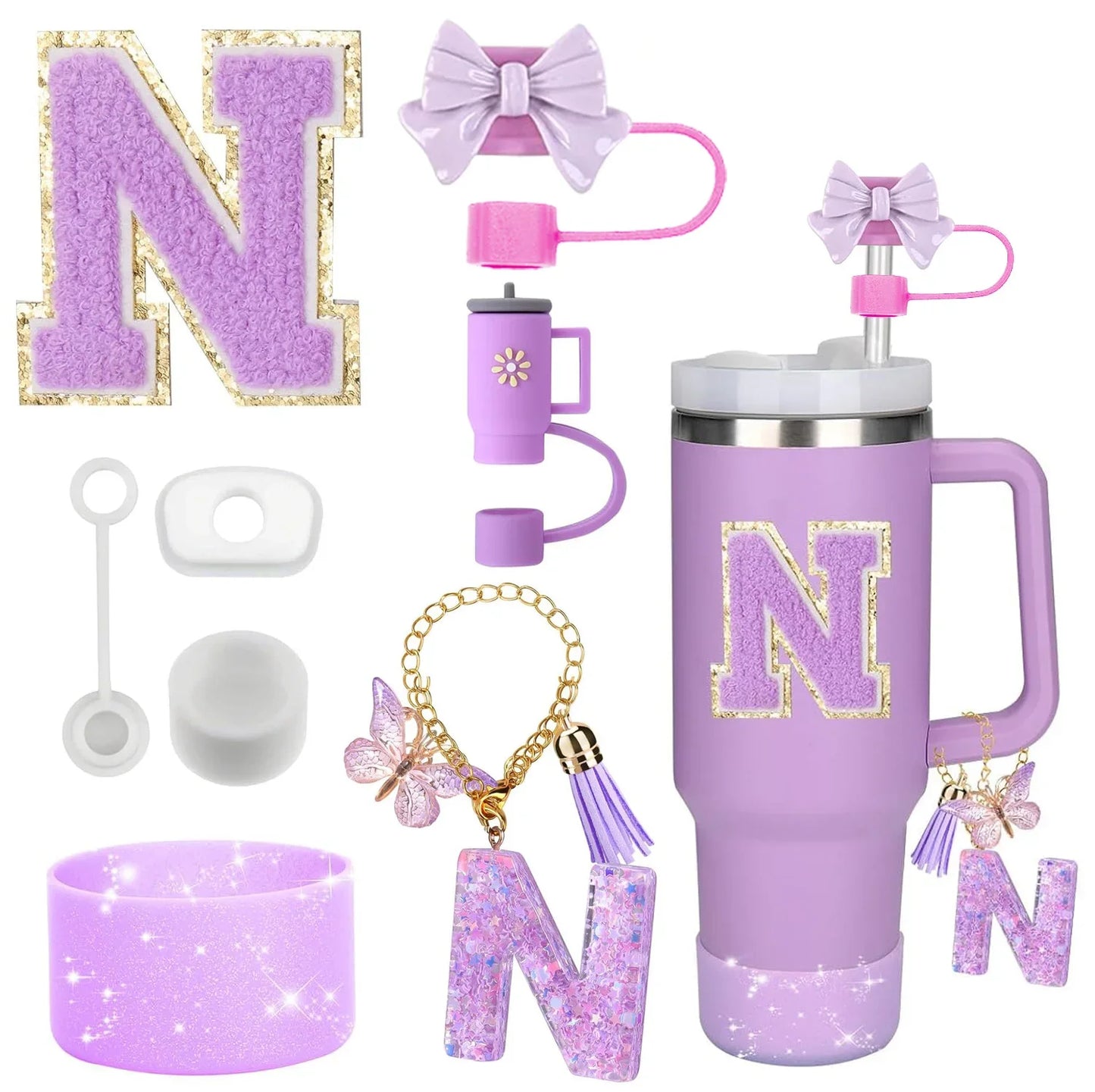 🥤 ✨ Glomexia 8-Piece Tumbler Accessories Set (Purple)