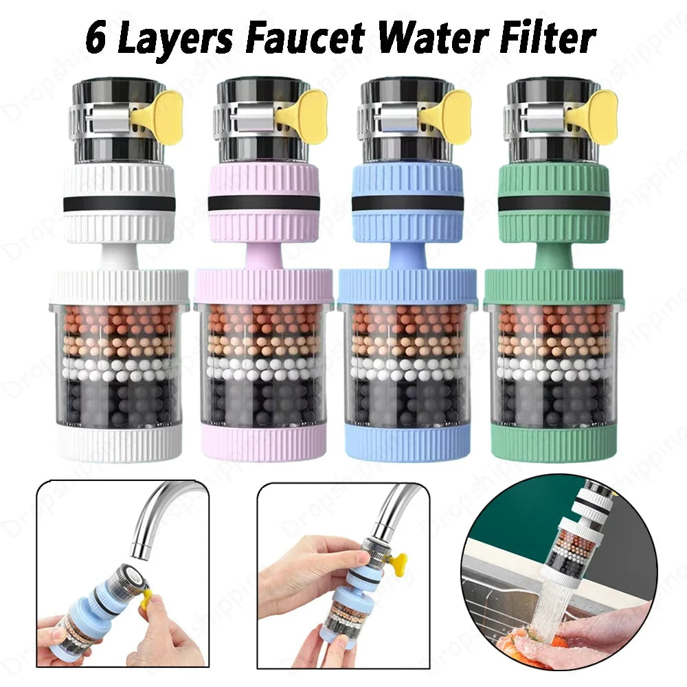 6-Layer Tap Water Purifier 🚰 | 360° Rotating Faucet Filter