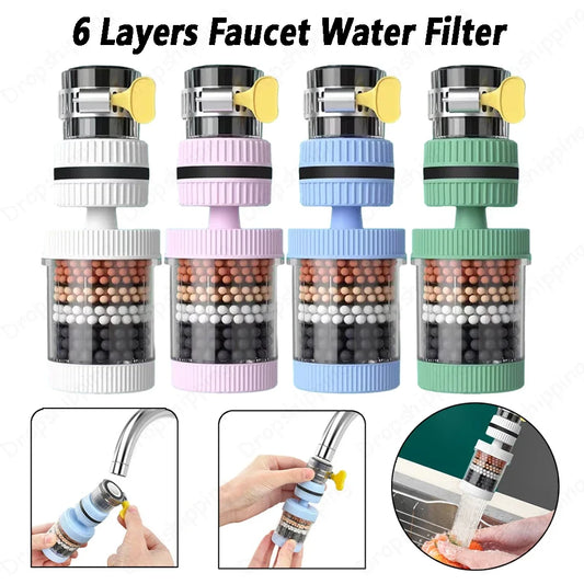 6-Layer Tap Water Purifier 🚰 | 360° Rotating Faucet Filter