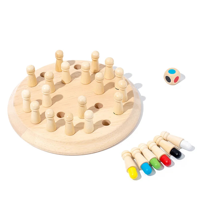Wooden Color Memory Chess Board Game for Kids