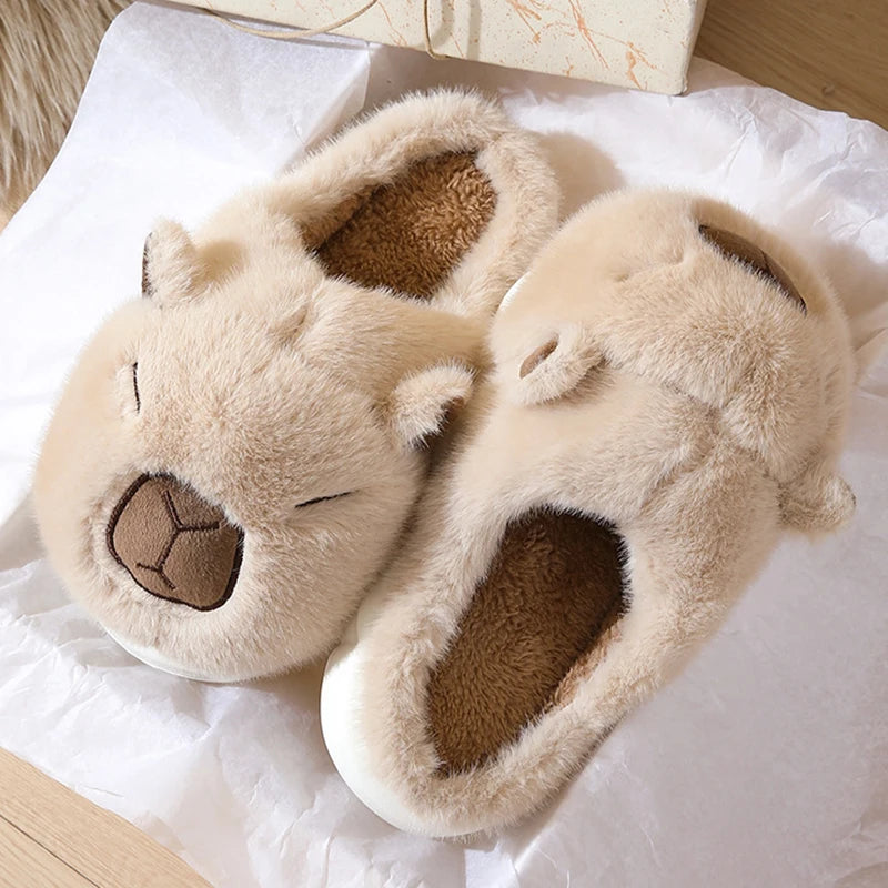 Glomexia Cute Capybara Winter Slippers 🐹❄️