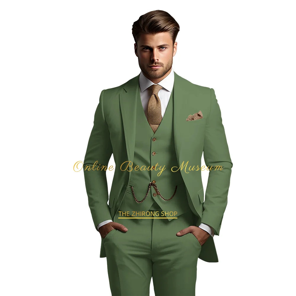 🤵 Men’s Wedding Banquet Suit – Classic Single Breasted Formal Set