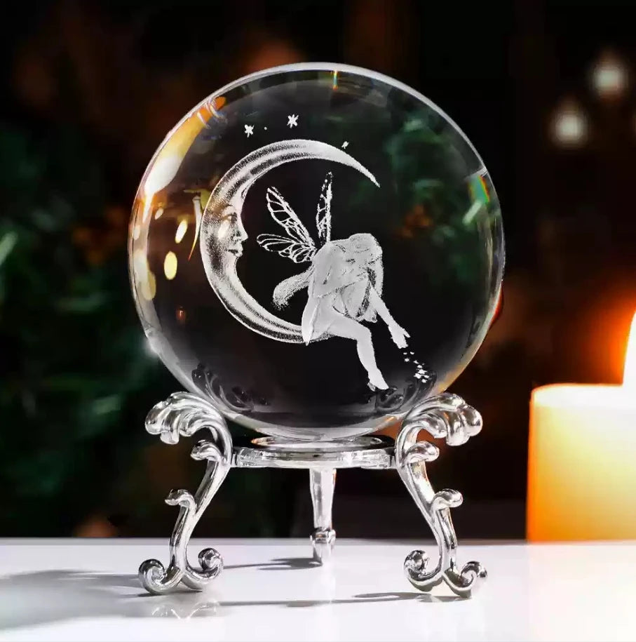 3D Solar System Crystal Ball with Stand