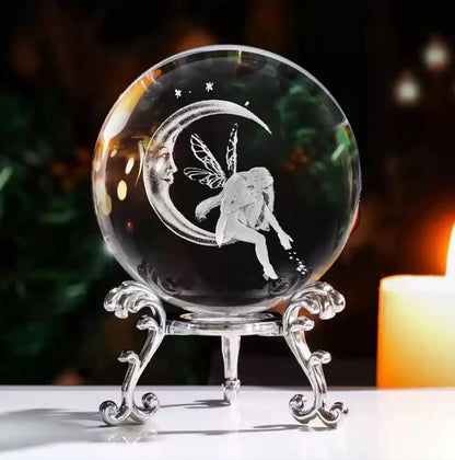 3D Solar System Crystal Ball with Stand