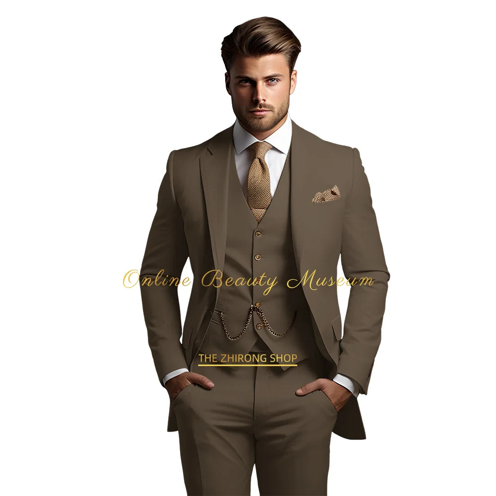 🤵 Men’s Wedding Banquet Suit – Classic Single Breasted Formal Set